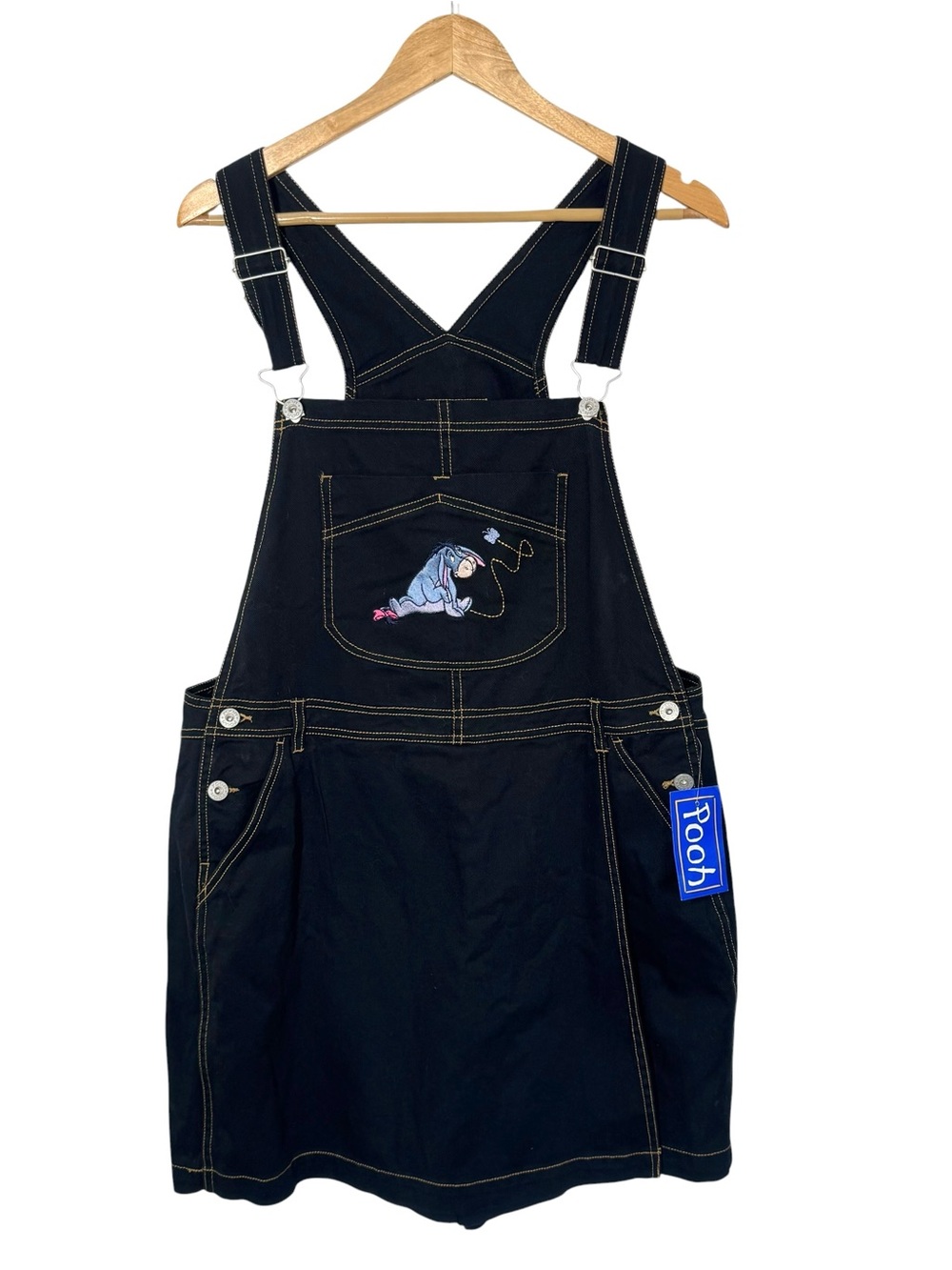 Vintage Women's Disney Eeyore Skirt/Skort Black Denim Shortalls Size XL NEW!
